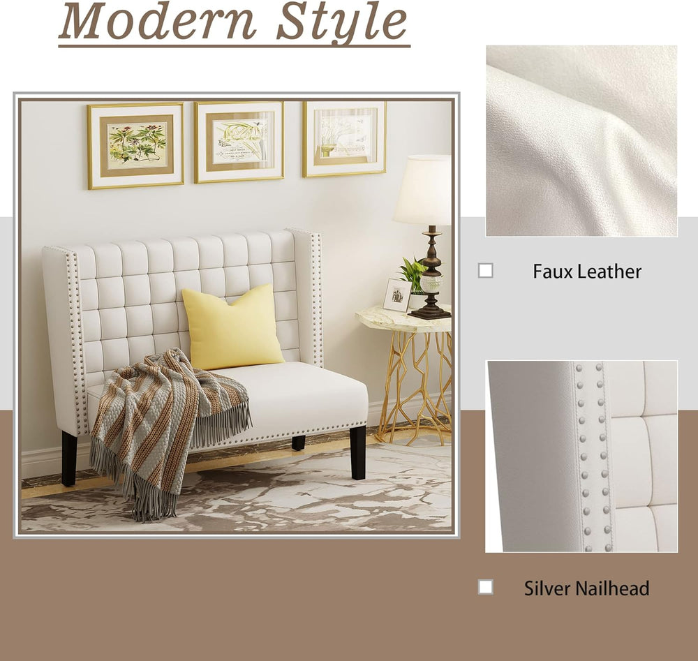 Andeworld Modern Loveseat Settee Bench Sofa Couch, Upholstered Banquette Dini...
