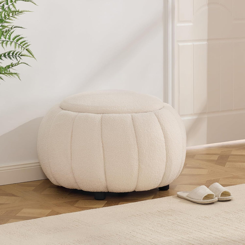 30 Inch Round Storage Ottoman Coffee Table for Living Room, Bedroom | Teddy F...