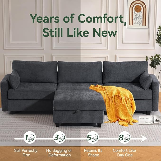 109'' Modular Sectional Sofa, L Shaped Couch with Storage Ottoman, Co...
