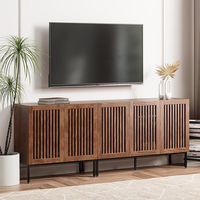 Farmhouse TV Stand for TVs up to 85 inch, 2 in 1 Entertainment Center TV Cons...