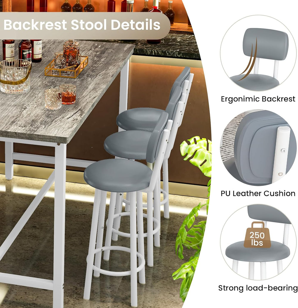 Recaceik 50" Dining Table Set for 6, 7-Piece Counter Height Bar Table Se...