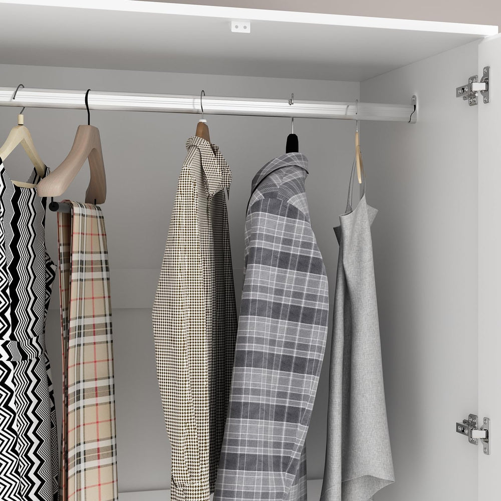FUFU&GAGA Wardrobe with Mirror Door & Drawers, White Mirror Wardrobe ...