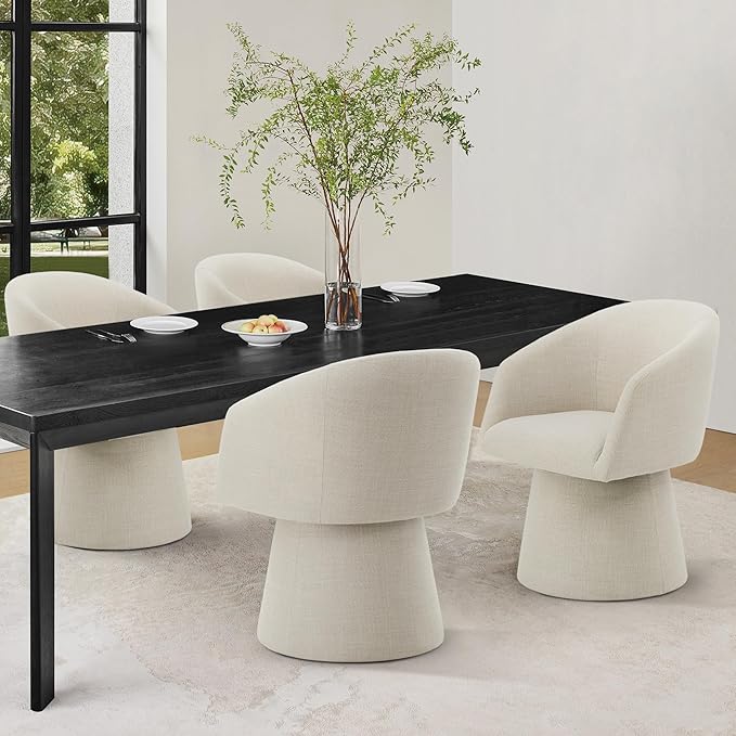 Swivel Dining Chairs Set of 4, Upholstered Mid Century Modern Deskchair with ...