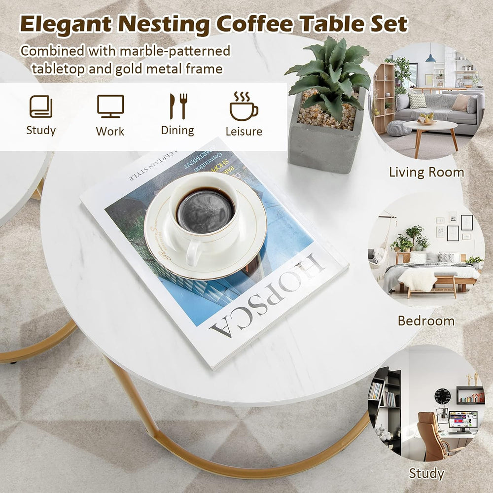 Giantex Modern Nesting Coffee Table Set of 2, Coffee Table & End Table Se...