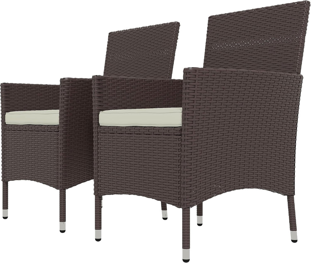 Rattan Dining Chairs, 2 PCS Patio Wicker Chairs Set with Cushions and Anti-Sl...