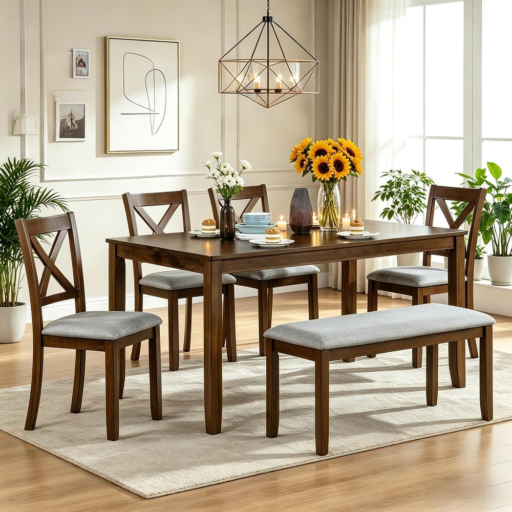LUMISOL 6 Piece Dining Table Set for 6, Solid Wood Kitchen Table with 4 Chair...