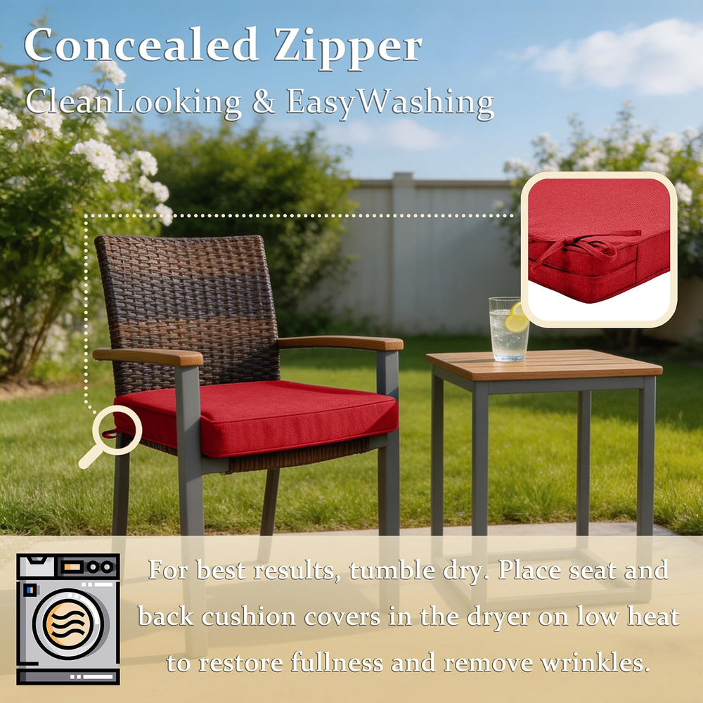 Outdoor Chair Cushions Set of 4,19x19x3 Inch Square Patio Chair Cushions,Wate...