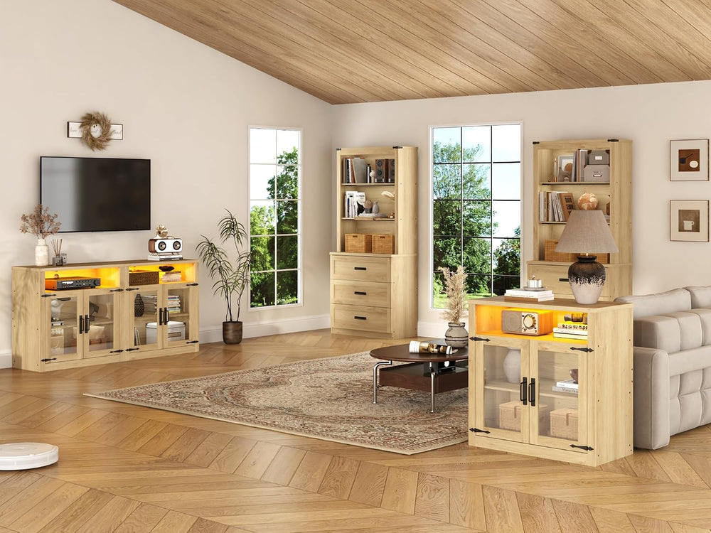 chartustriable 157" W 4-Piece Entertainment Center with Bookshelves for ...