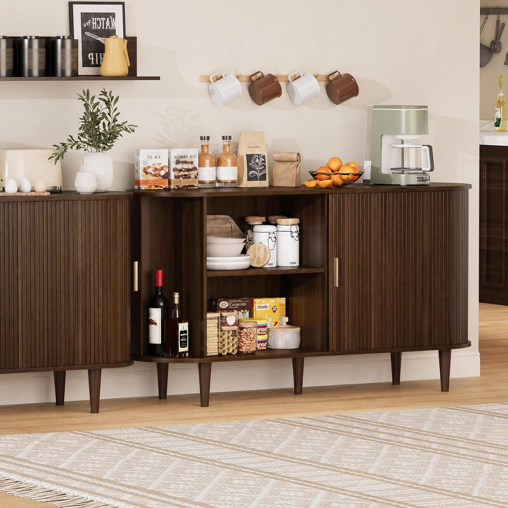 DHH Sideboard Buffet Cabinet with Storage,Mid Century Modern Fluted Accent Co...