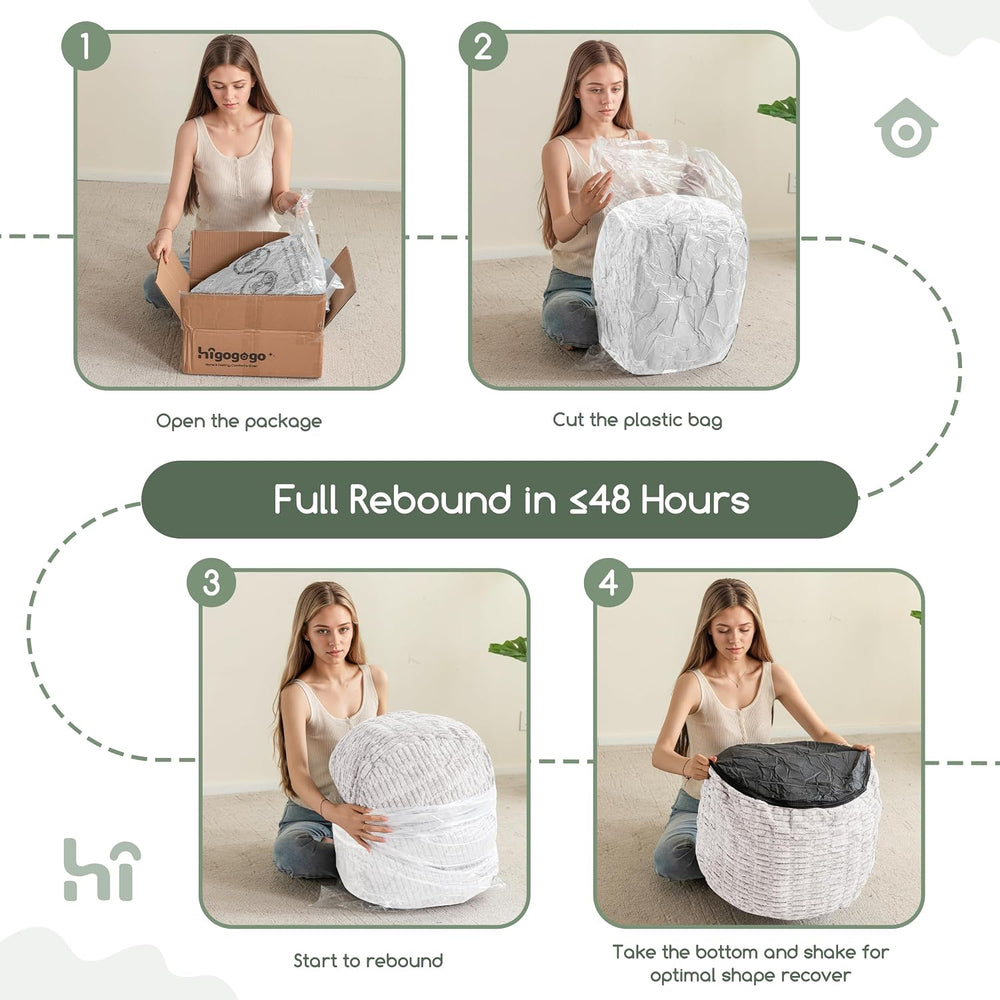 HIGOGOGO Pouf Ottoman Stuffed Round Modern Foam Filled Foot Rest Poufs for Li...