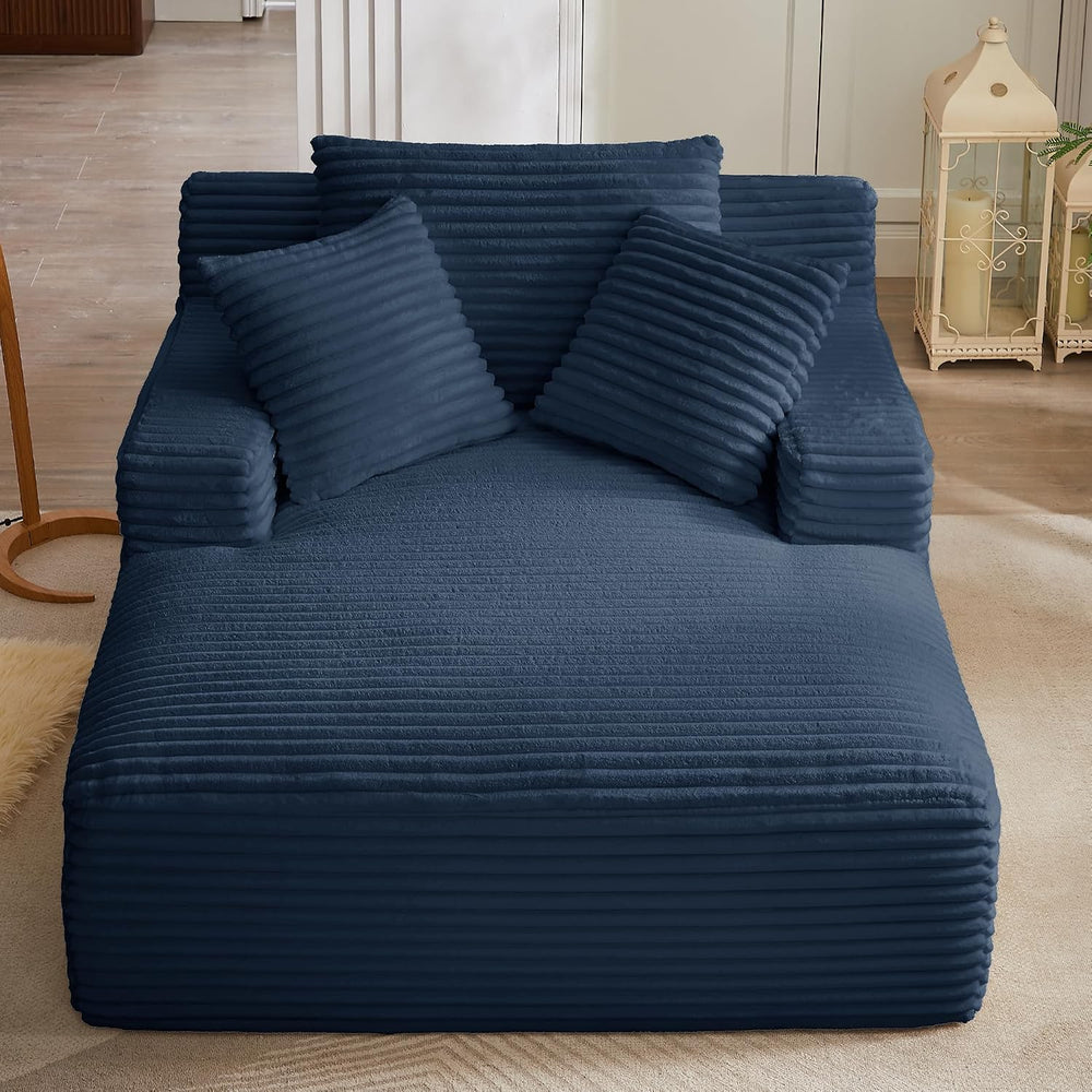 67" Oversized Chaise Lounge Chair Indoor, Corduroy Chaise Lounge Sofa Ch...