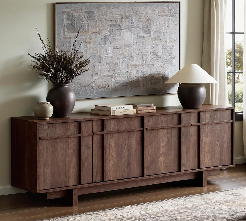 65.6" Mid Century Modern TV Stand for 75 Inch TV, Walnut | Media Console...
