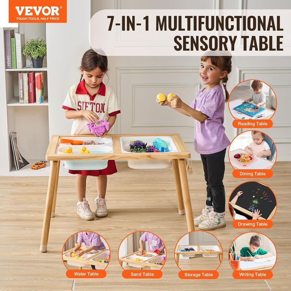 VEVOR Sensory Table for Toddlers, Activity with 3 Foldable Storage Bins, Pape...