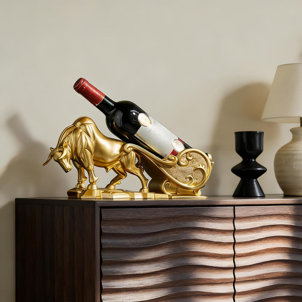 XINXUAN Gold Bull Pantry Organizers and Storage, Wall Street Figurine | Wine ...