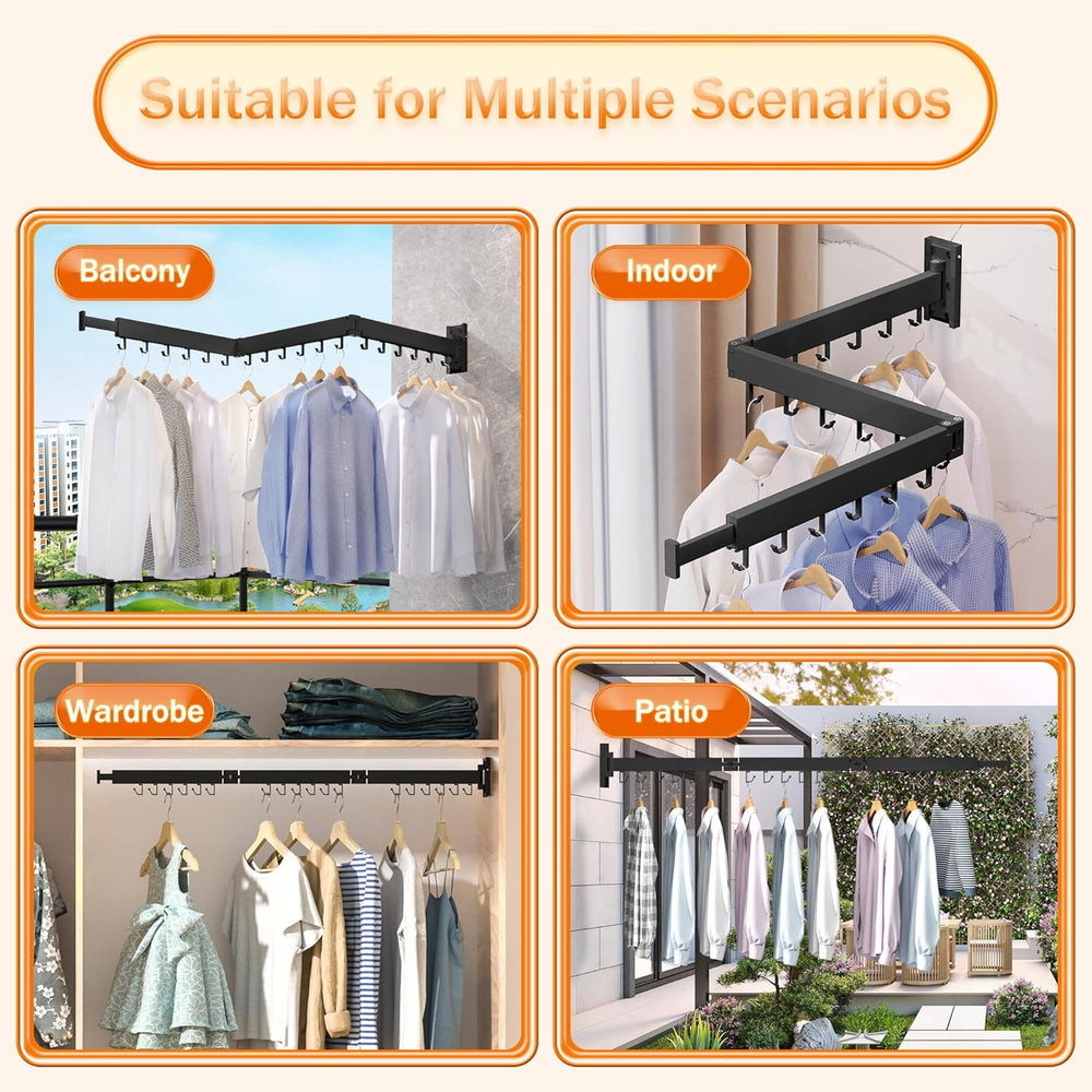 HEILAIYI Clothes Drying Rack for Laundry,Wall Mounted Clothes Hanger Rack,Fol...