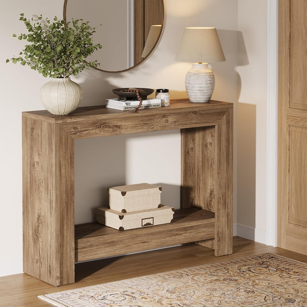 Tribesigns 41.3" Rustic Wood Console Table with Storage (Natural)