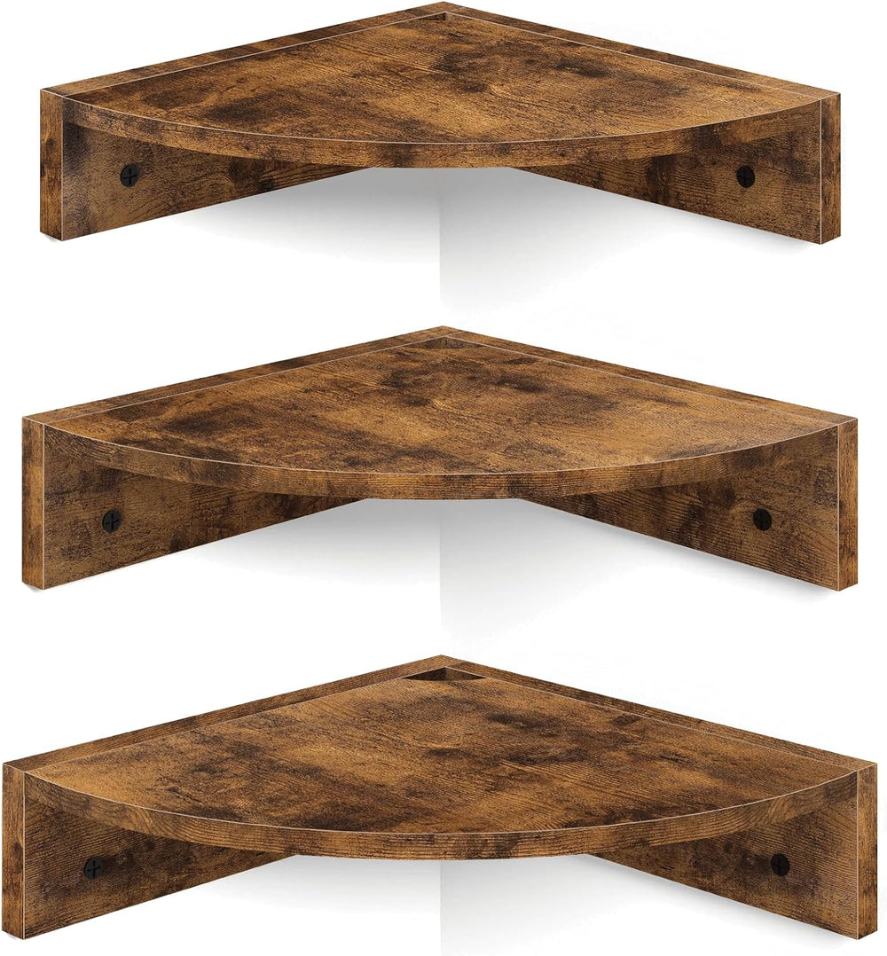 Homode Corner Shelf Wall Mount, Set of 3 Floating Corner Shelves with Cord Ho...
