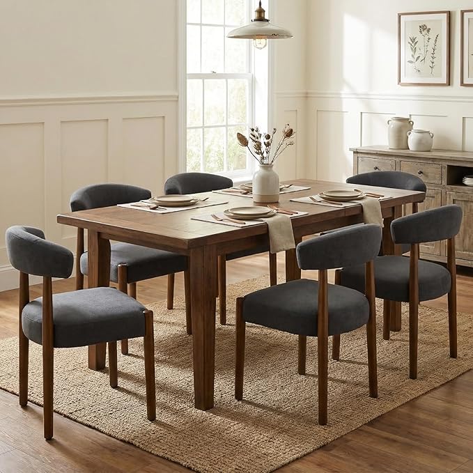 VKNOW Wooden Dining Chairs Set of 2, Modern Upholstered Dining Room Chairs wi...