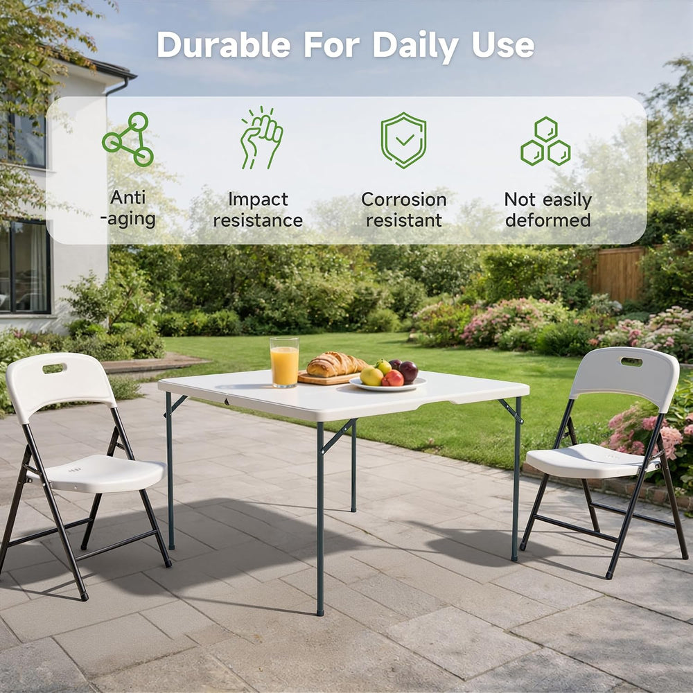 3 ft Square Folding Card Table, Portable Folding Table with Carrying Handle, ...