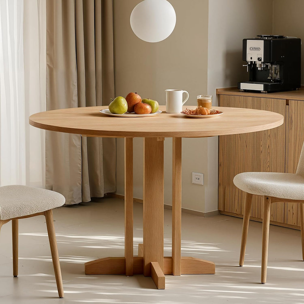 Acanva 47" Small Round Dining Table for 4 Person, MDF Top and Sturdy Woo...