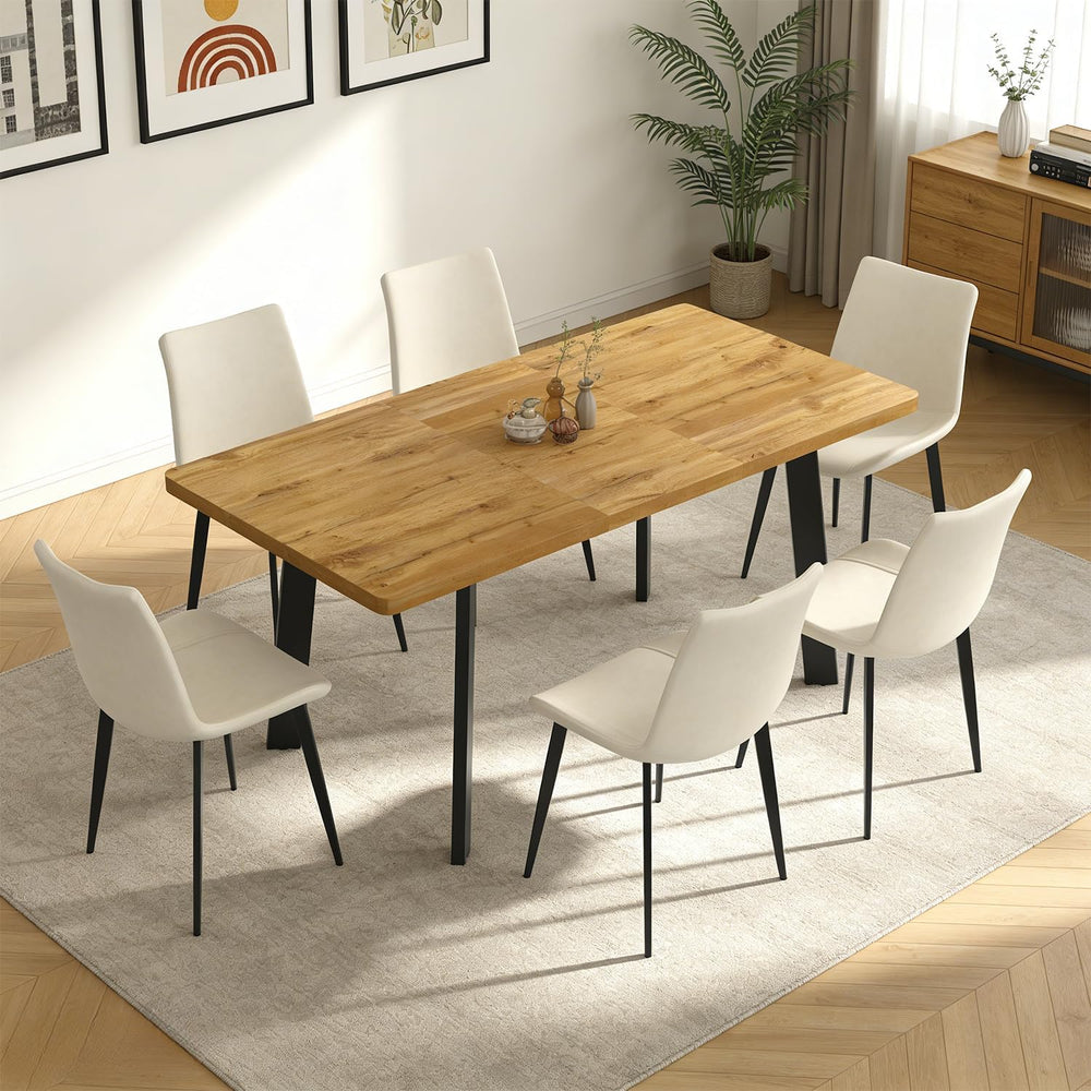 Extendable Dining Table for 4 to 8 People, 47.2" to 63" Modern Kitc...