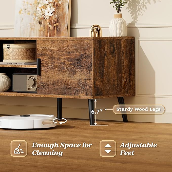 SUPERJARE TV Stand for 55 Inch TV, Entertainment Center with Adjustable Shelf...