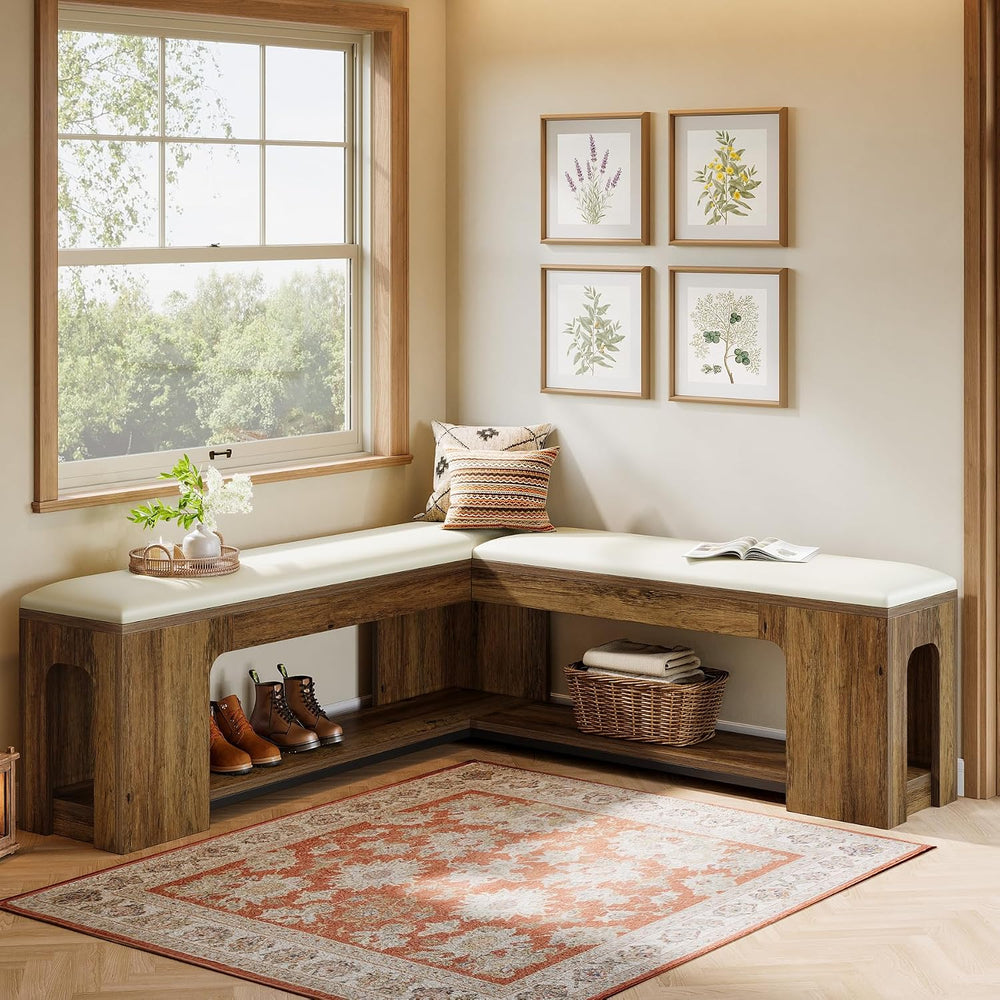 Tribesigns L Shaped Corner Bench, 47.24" Farmhouse Breakfast Nook Bench ...