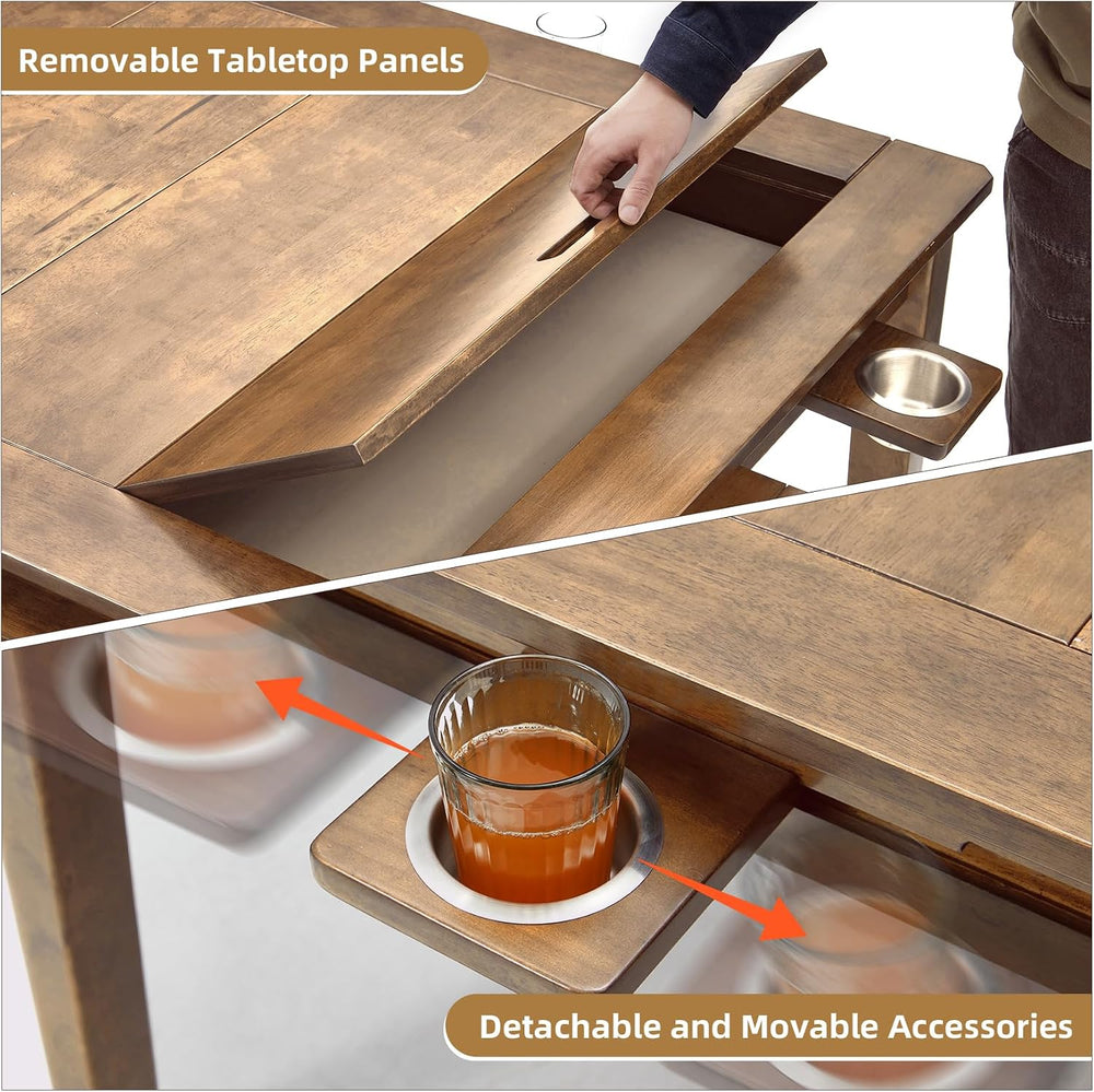 Coperat Solid Wood Board Game Table for 4-6 Players,Dining/Gaming Table w/ 54...