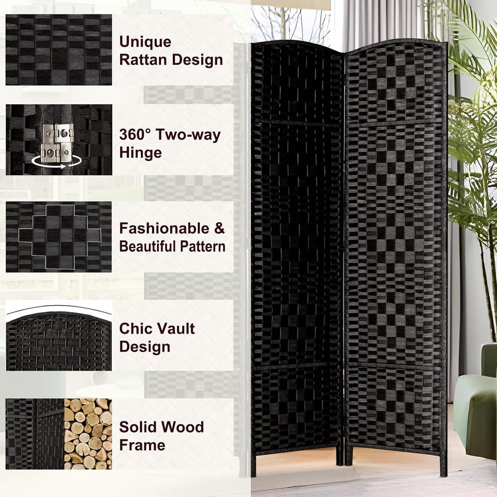 RHF Room Divider Panel,Partition Room Dividers,3Panel Privacy Screen,Black