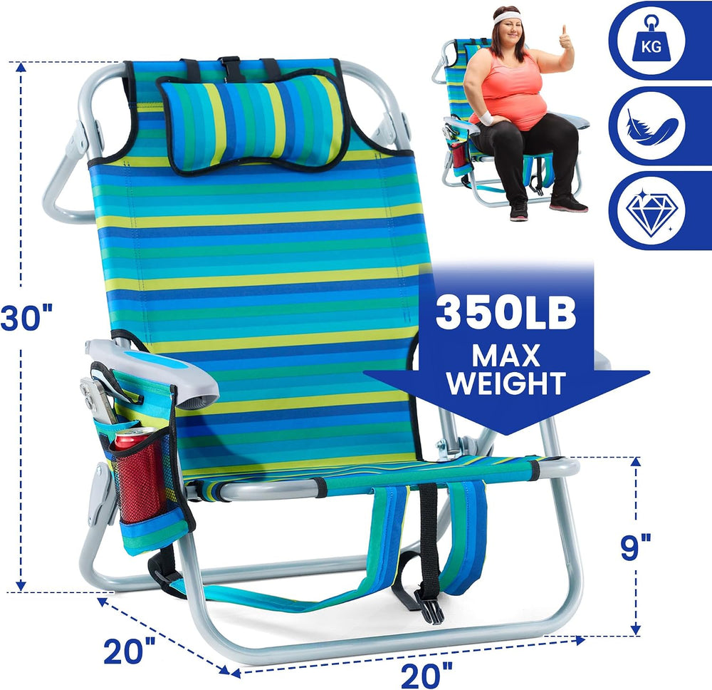 Portable Recliners Chair for Adults, Outdoor Camping Chair Lay Flat Folding B...