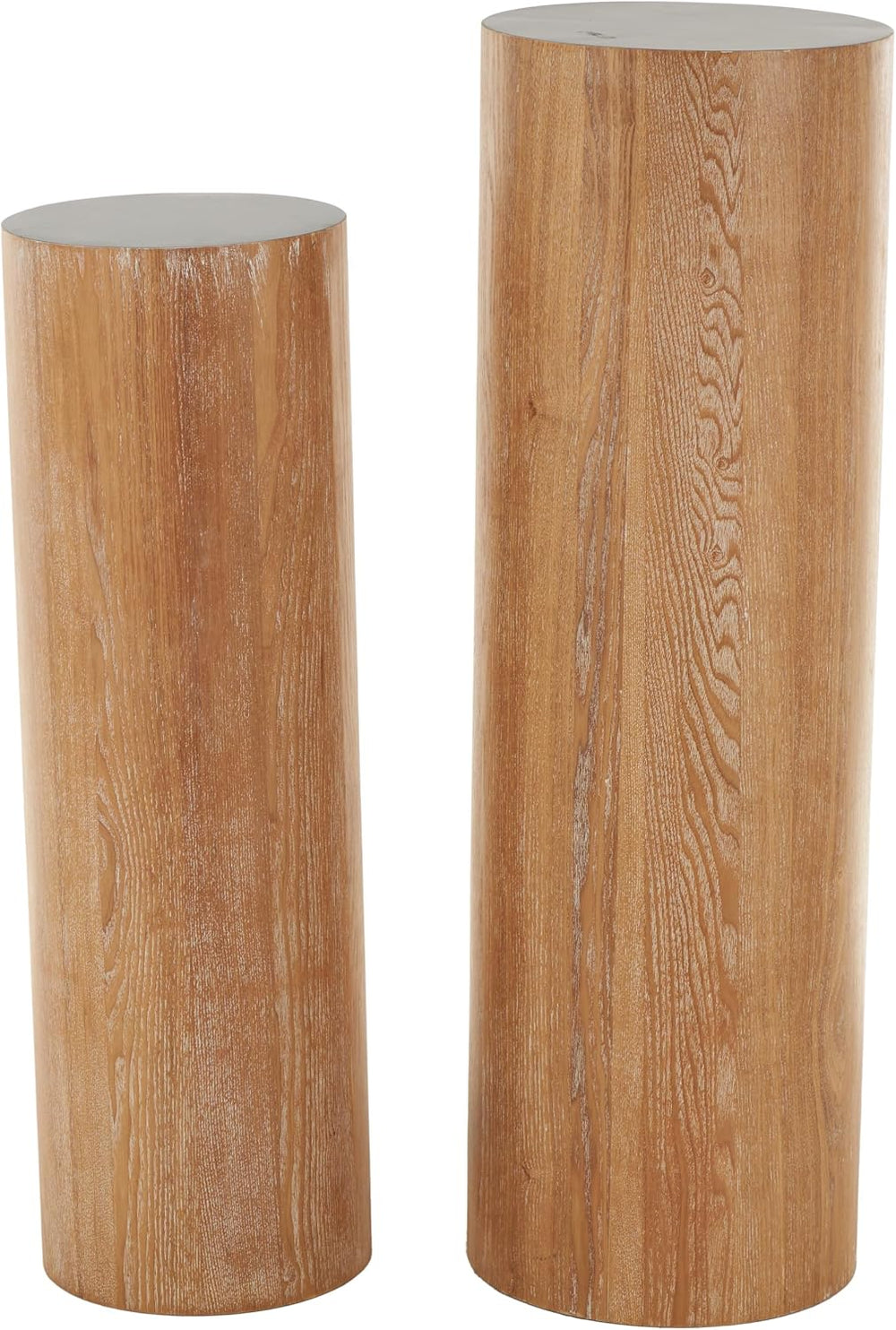 deco 79 Wood Pedestal Table, Set of 2 Table 40", 34" H, Brown | Sid...