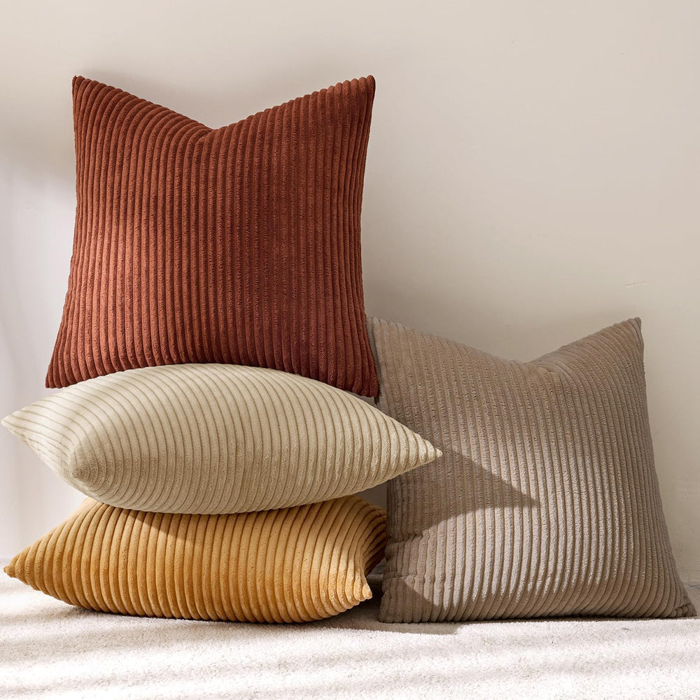 MIULEE Fall Corduroy Decorative Throw Pillow Covers Terracotta 18x18