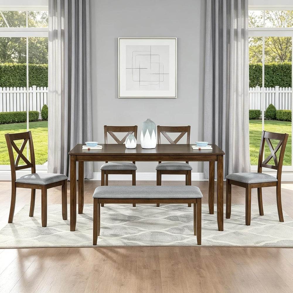 LUMISOL 6 Piece Dining Table Set for 6, Solid Wood Kitchen Table with 4 Chair...