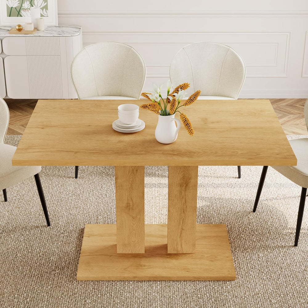 Dining Table Set for 4-6 People, 46 Inch Modern MDF Oak Kitchen Table with 4 ...