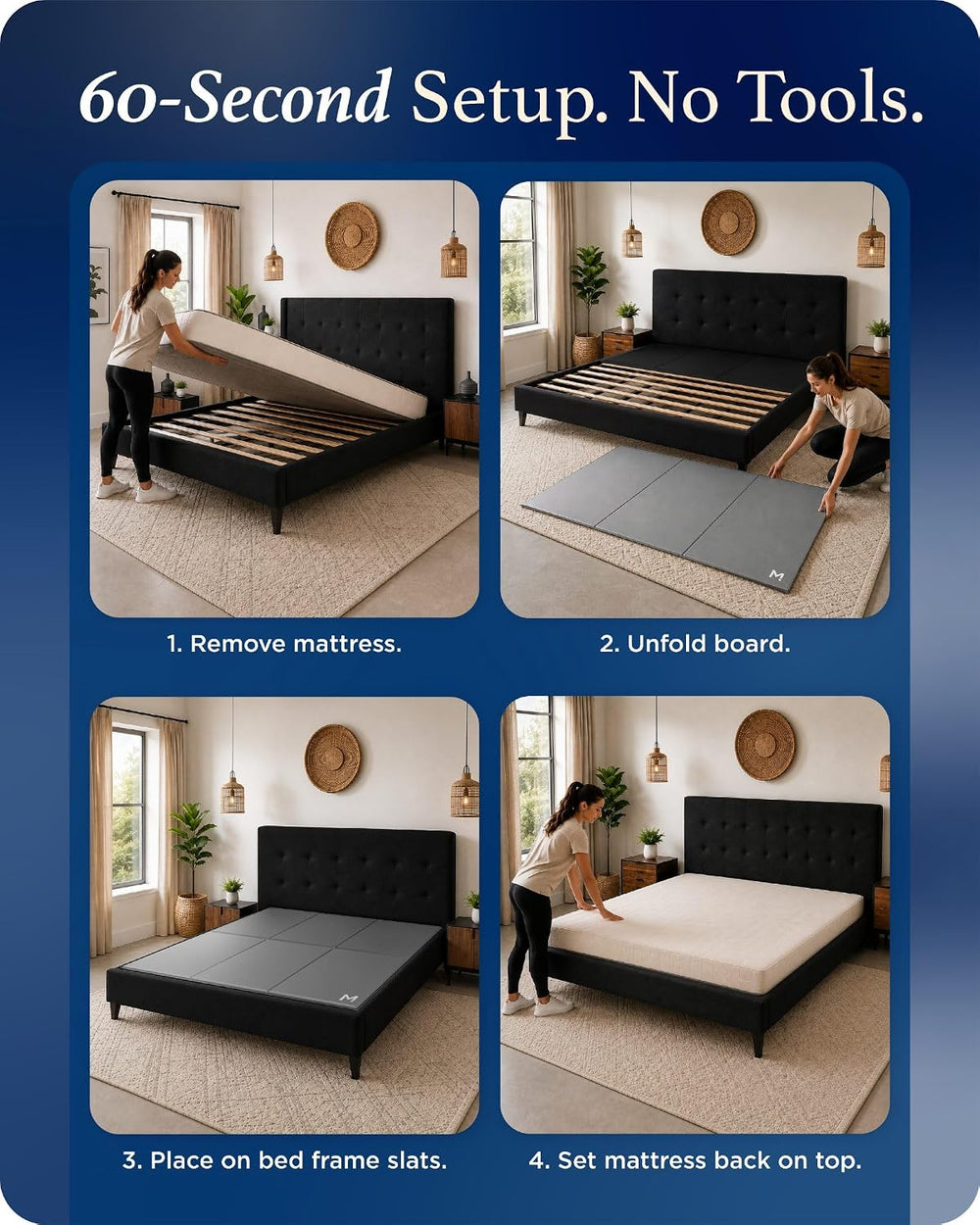 Heavy Duty Bunkie Board Queen Size (60x80) - Under Bed Support