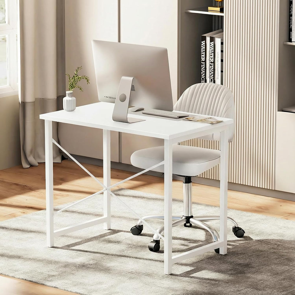 Sweetcrispy 32-Inch Small Computer Desk for Bedroom, White, 2 Pack