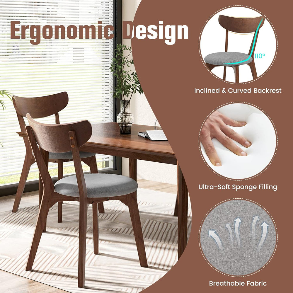 KOTEK Dining Chairs Set of 2 with Rubber Wood Legs | Mid Century Modern Kitch...