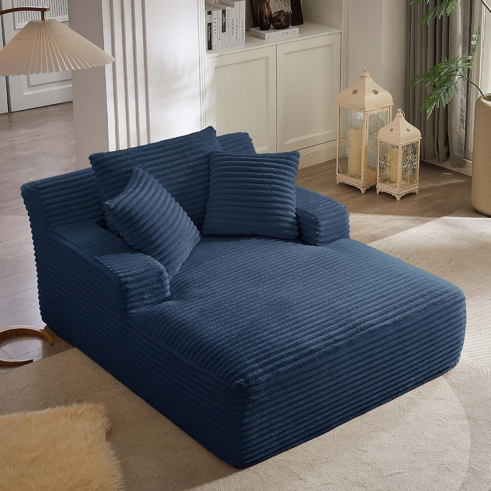 67" Oversized Chaise Lounge Chair Indoor, Corduroy Chaise Lounge Sofa Ch...