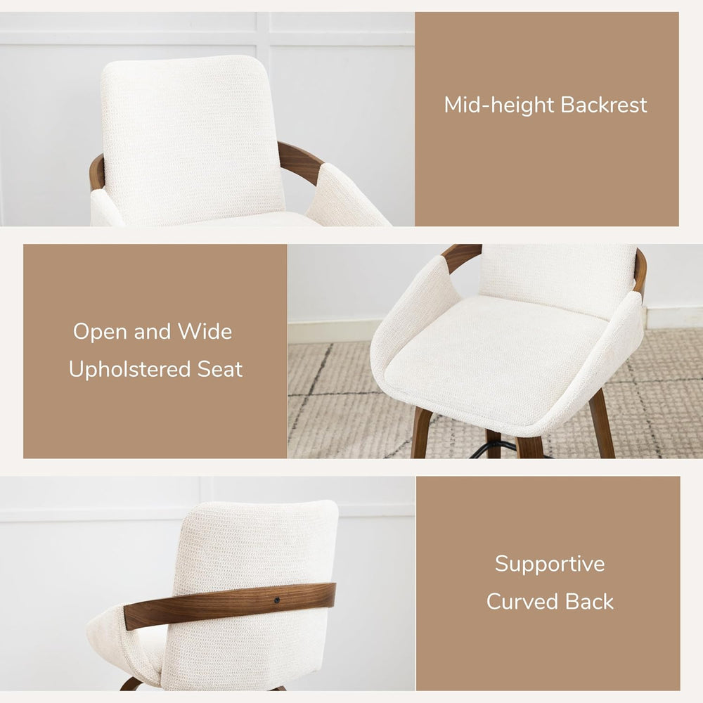 26" Swivel Counter Height Bar Stools Set of 3, Beige