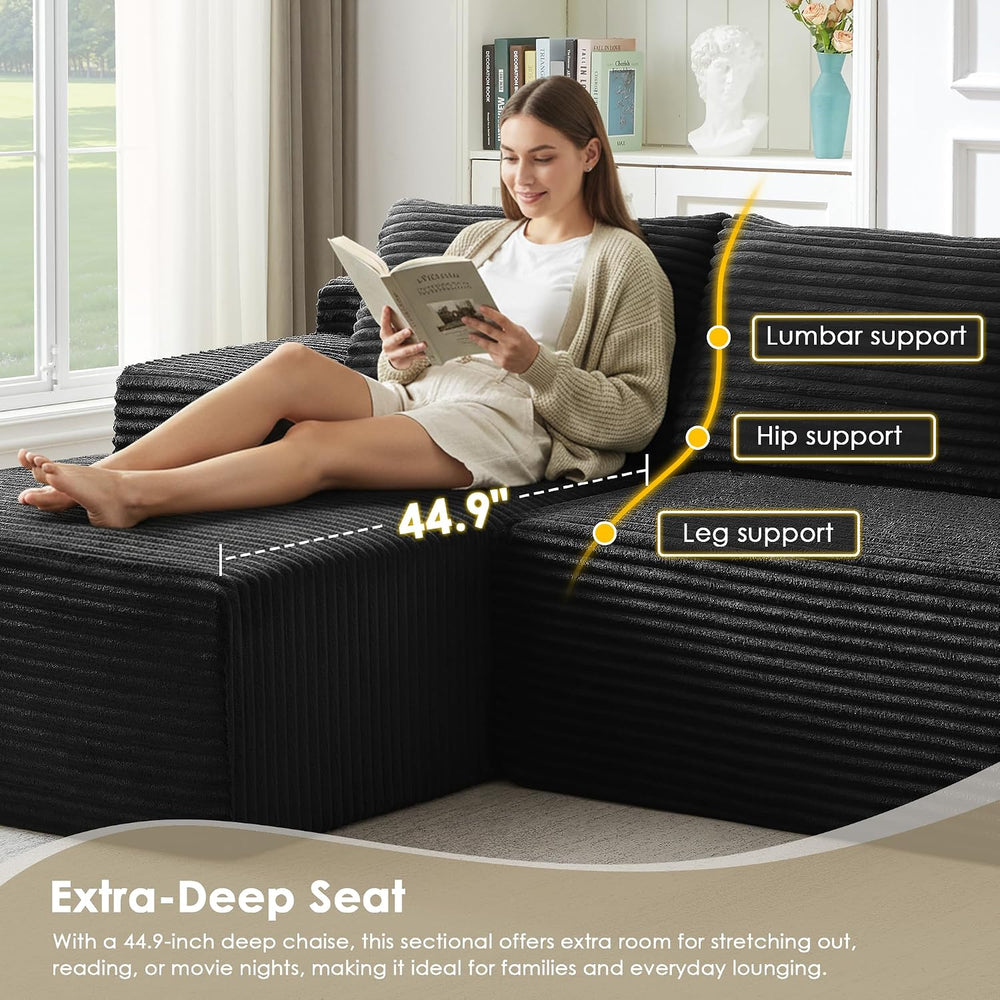 Modular Sectional Sofa Couches, 96" L-Shaped Cloud Couch with Left Chais...