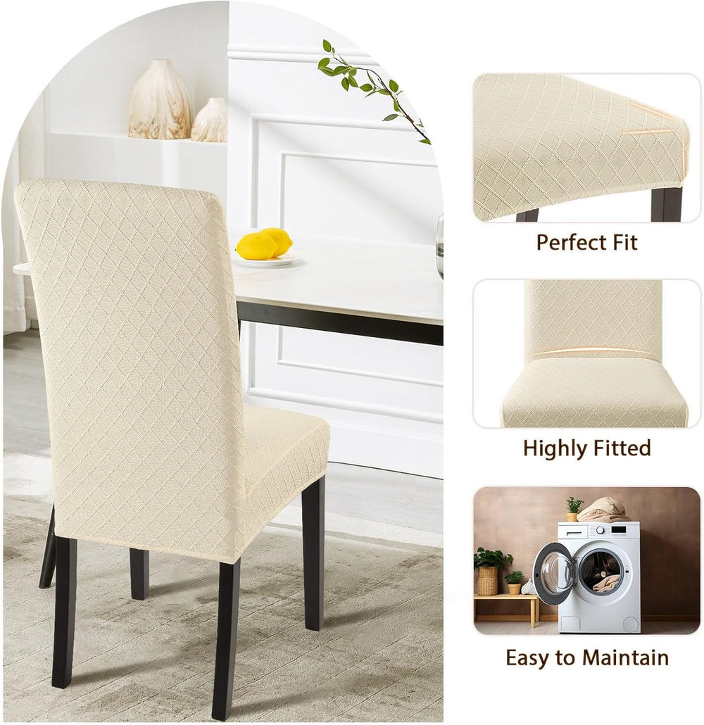 Dining Room Chair Covers Set of 6, Stretch Jacquard Parsons Chair Slipcovers ...