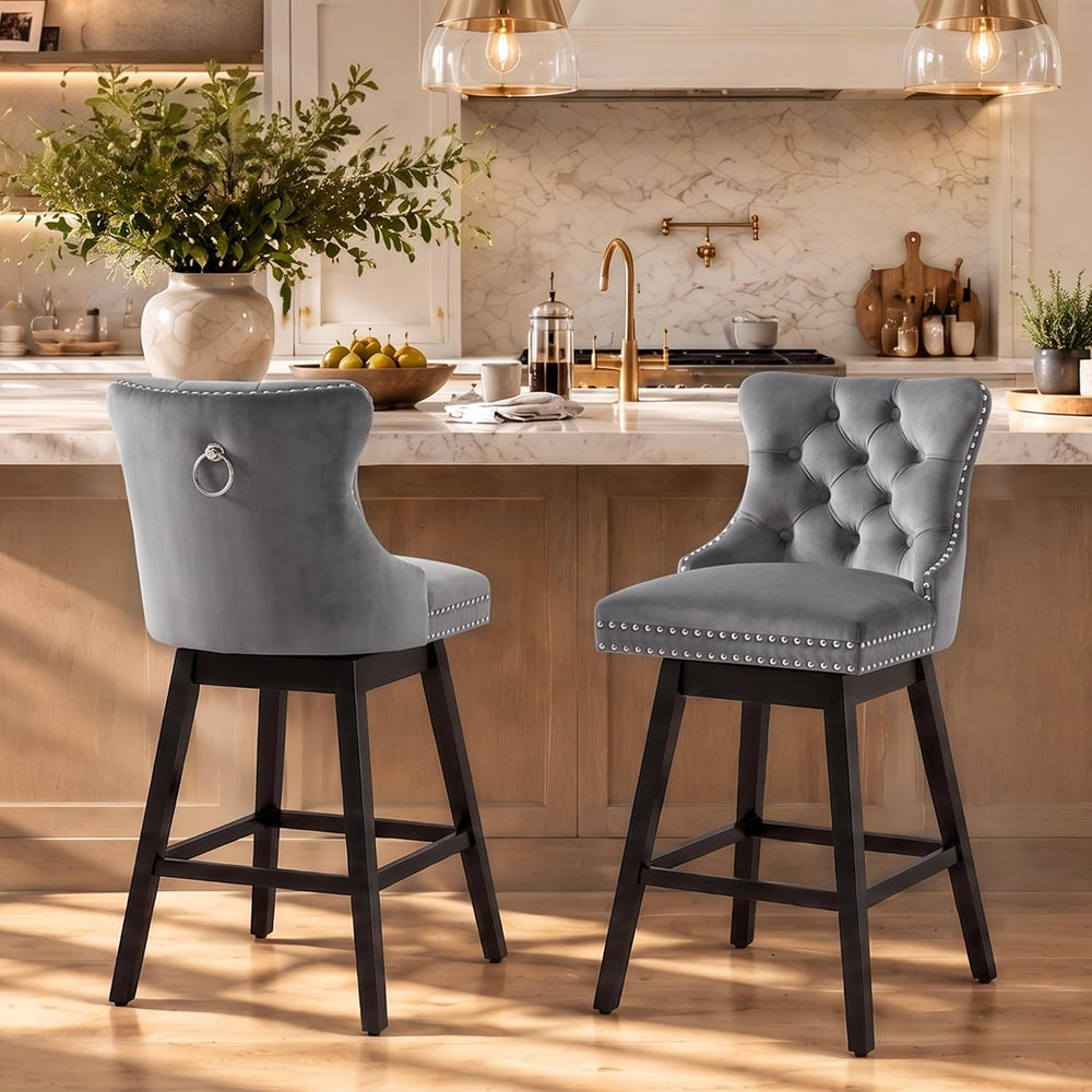 Swivel Bar Stools Set of 2, 26" Counter Height, Grey