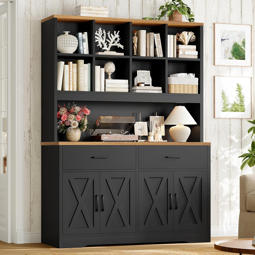 TEENFON Storage Cabinet with Doors and Drawers, Pantry Cabinets, 5 Tier Floor...