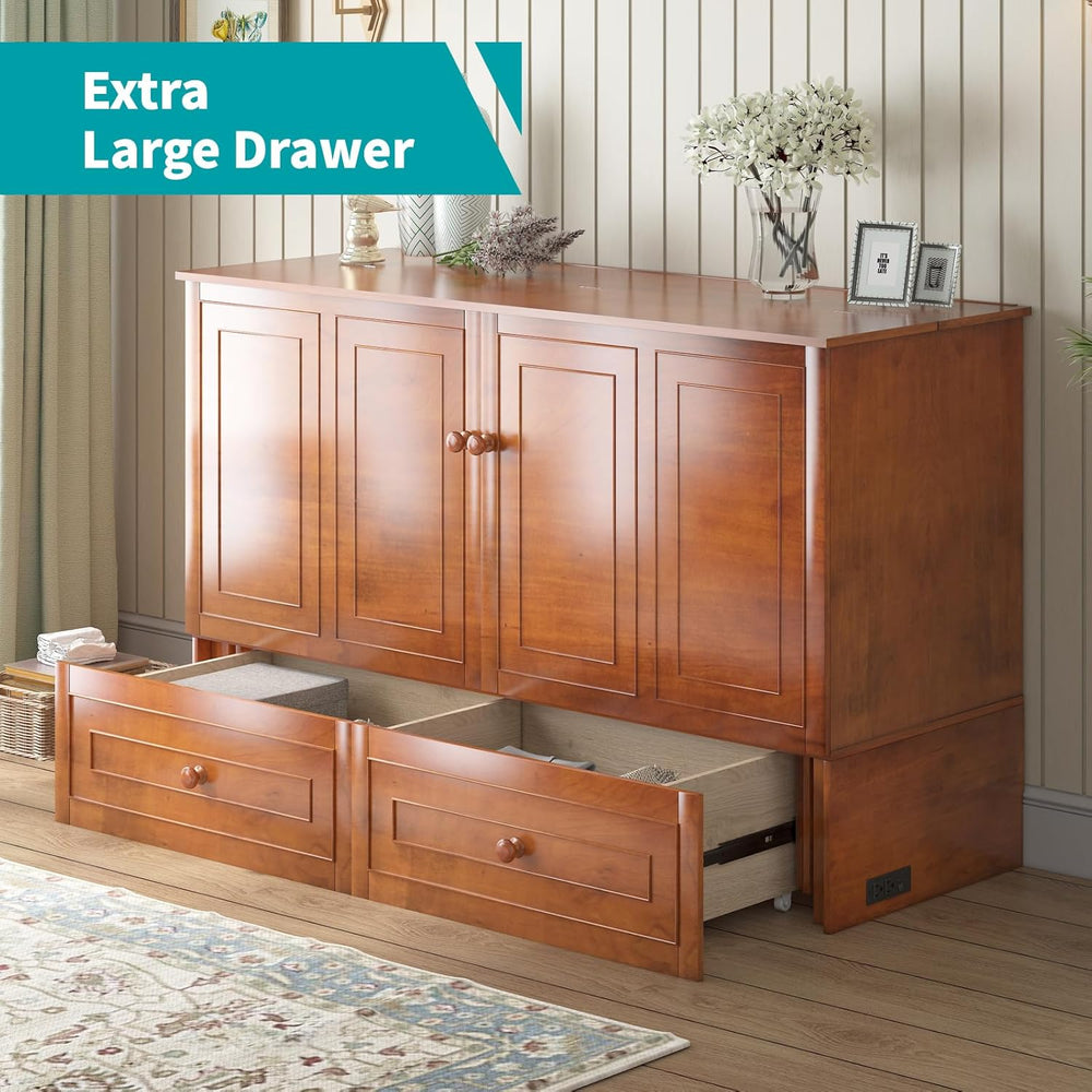 BALUS Murphy Bed, Queen Cabinet Bed, Modern Adults Guest Room Murphy Chest Cu...