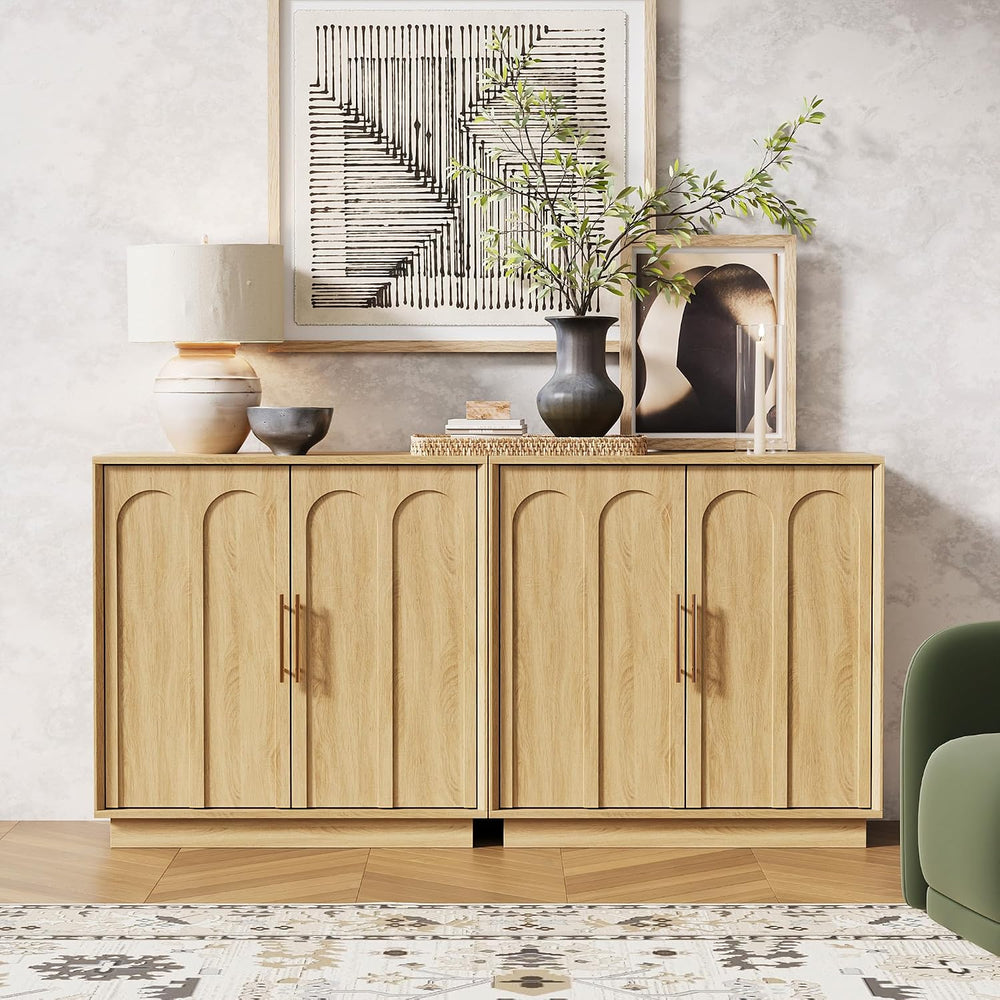 FORTUNETEC 31.5" Sideboard Buffet Cabinet with Storage,Oak