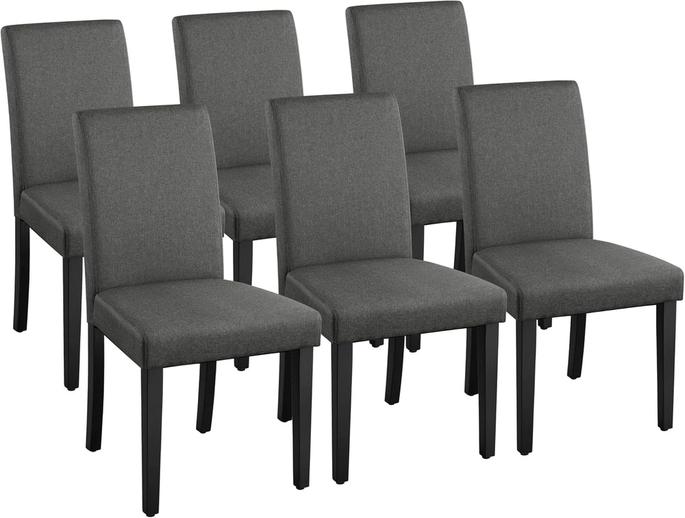 Yaheetech Dining Chairs Set of 6 Upholstered Kitchen Chair Fabric Dark Gray