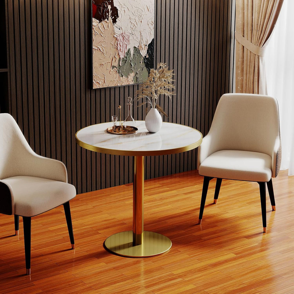 31.5" Round Tulip Table with 1.2" Thick Gold Vein Onyx Sintered Sto...