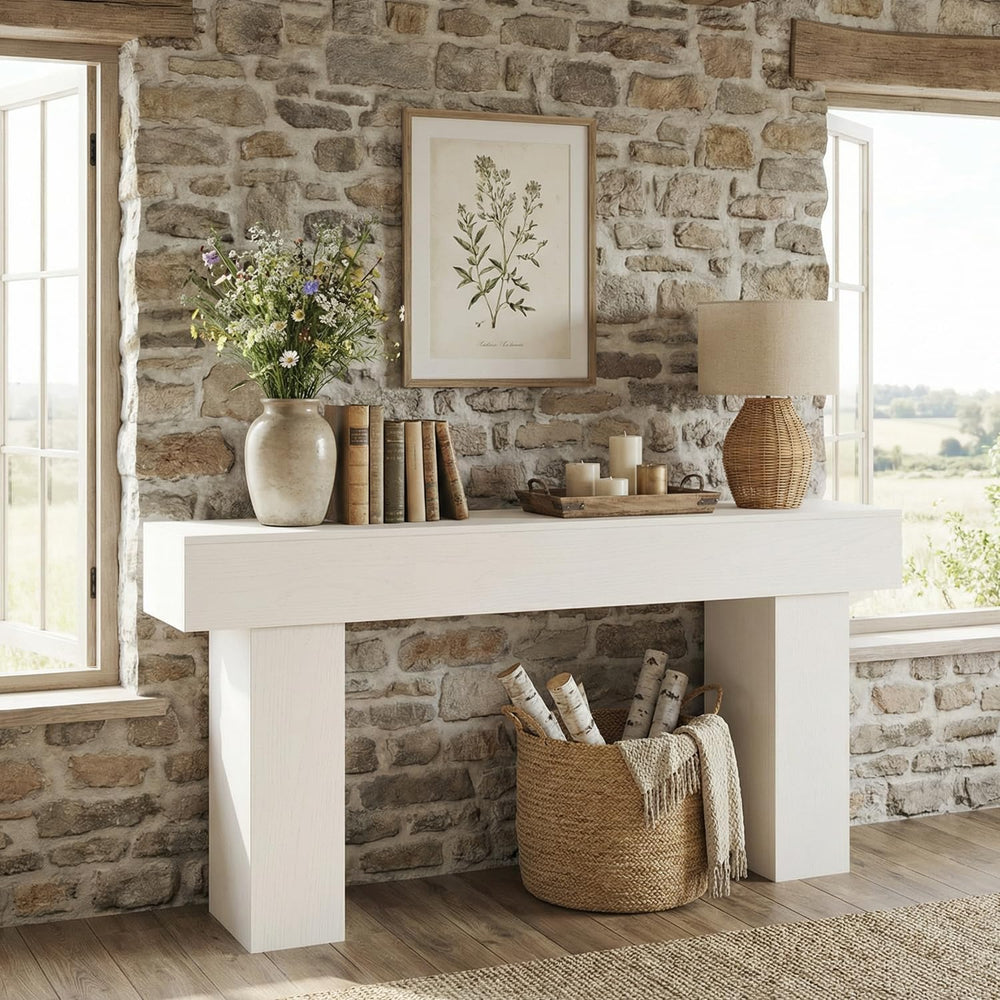 63 Inch Long Console Table for Entryway, Farmhouse Wood Sofa Table Behind Cou...