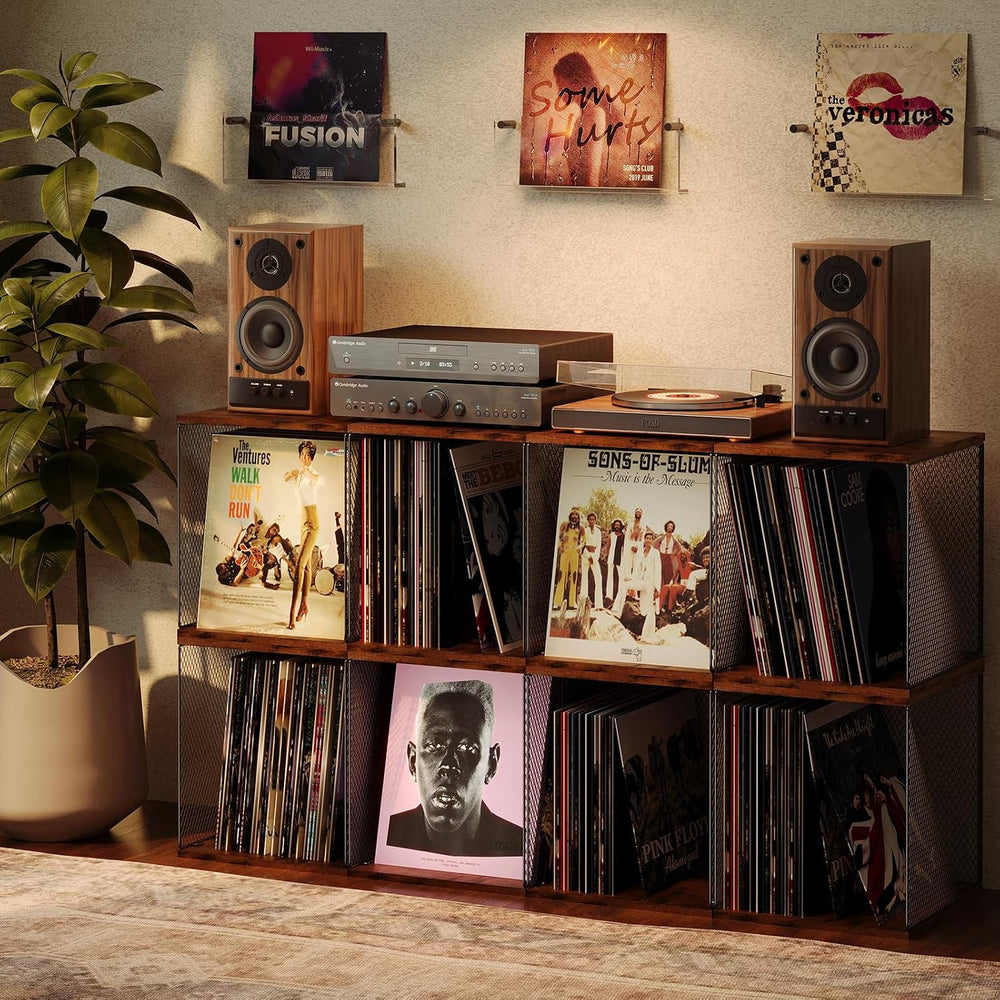 Dmevkic 3 Cube Vinyl Record Storage | DIY Stackable 120-150 Records Visualize...