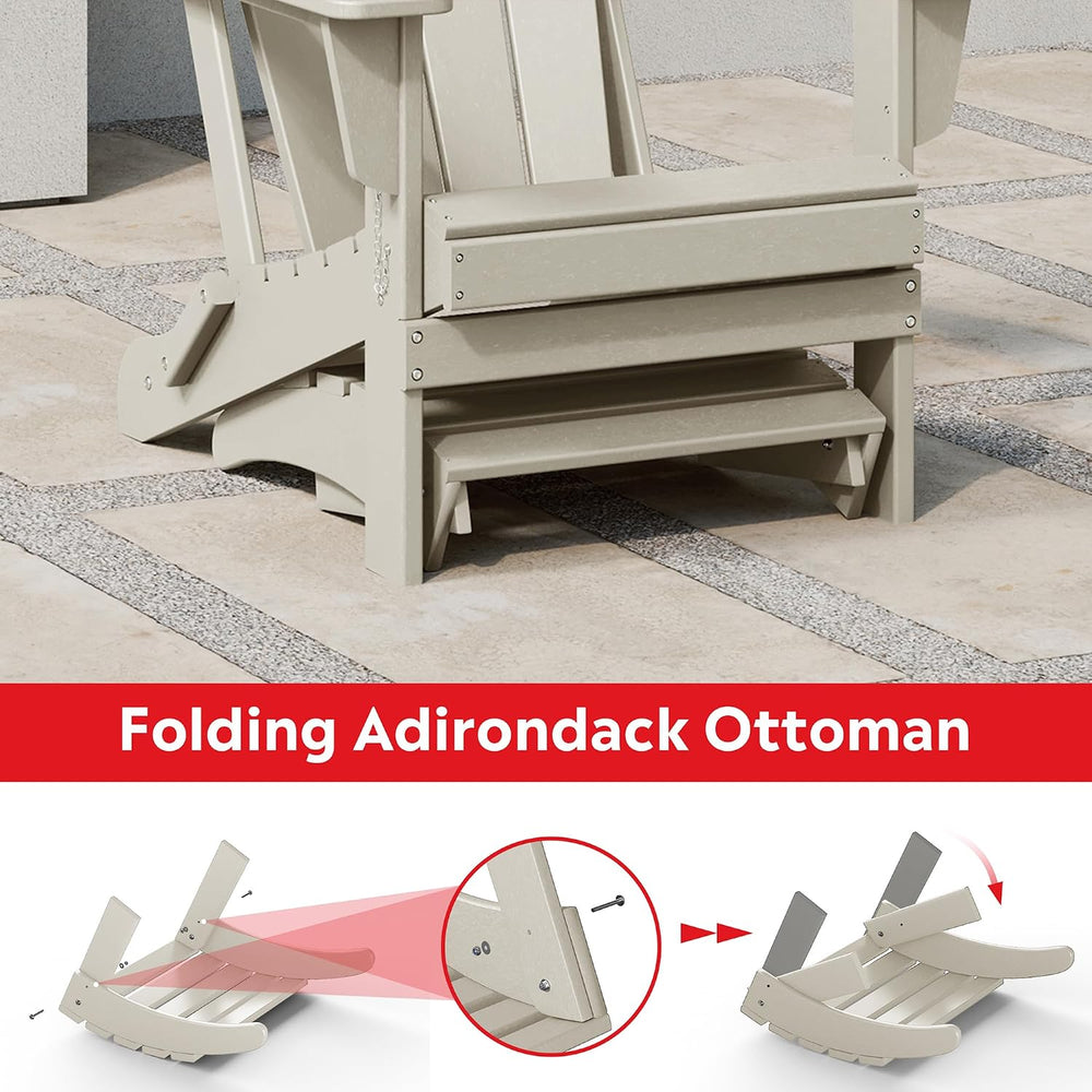 Costaelm Adirondack Chair Footrest Foldable Ottoman, Folding Ottoman Outdoor ...